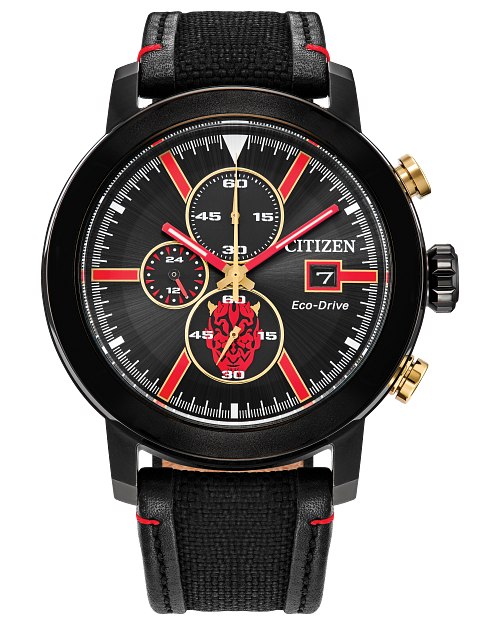 Darth Maul Black Dial Nylon & Leather Strap CA0766-02W | CITIZEN Darth Maul Black Dial Nylon & Leather Strap CA0766-02W | CITIZEN